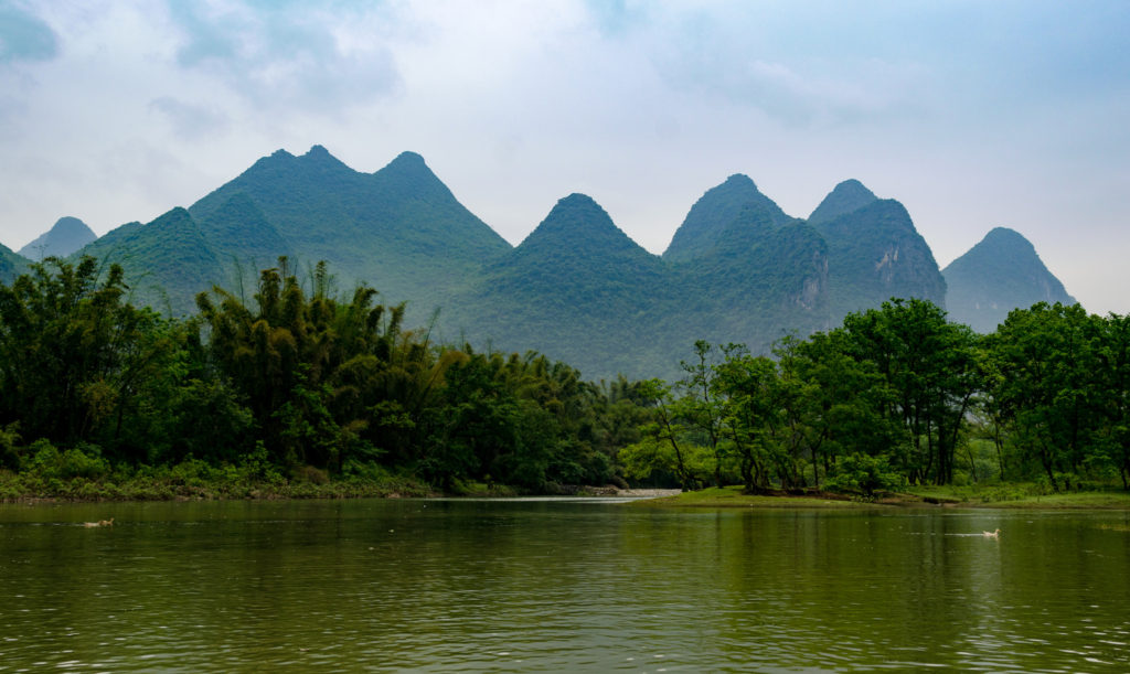 View of the karst mountains and the river