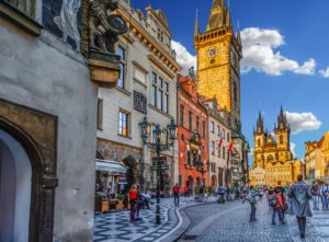 Street view of Prague Old Town Square